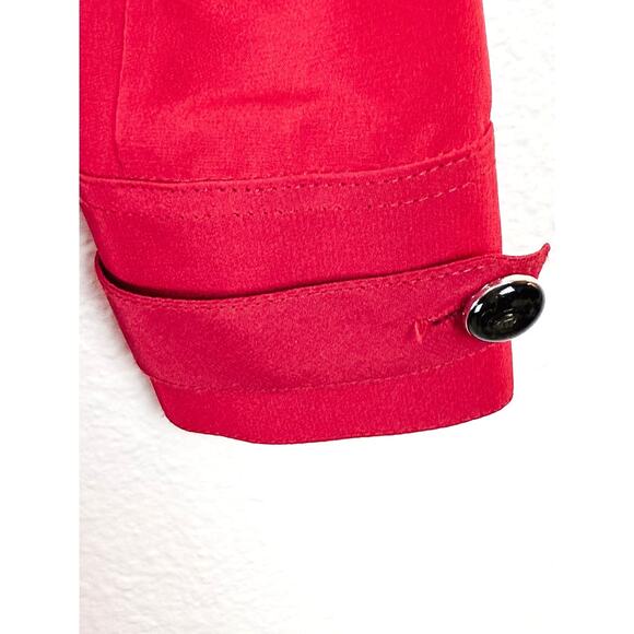 Lucie Brochard Top Womens S Red Silk French Designer Button Down Architectural - Picture 14 of 15